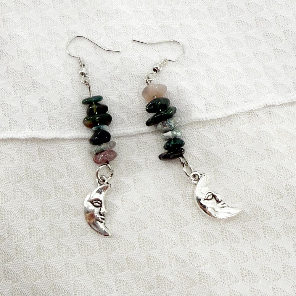 Celestial Moon Dangle Earrings, Moon Charms Boho Drop Earrings